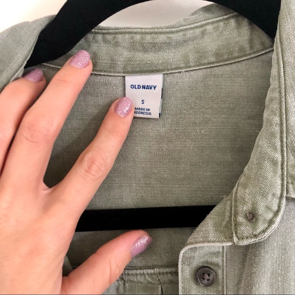 ⭐️ Green Old Navy Tencel Henley Shirtdress - Picture 3 of 6